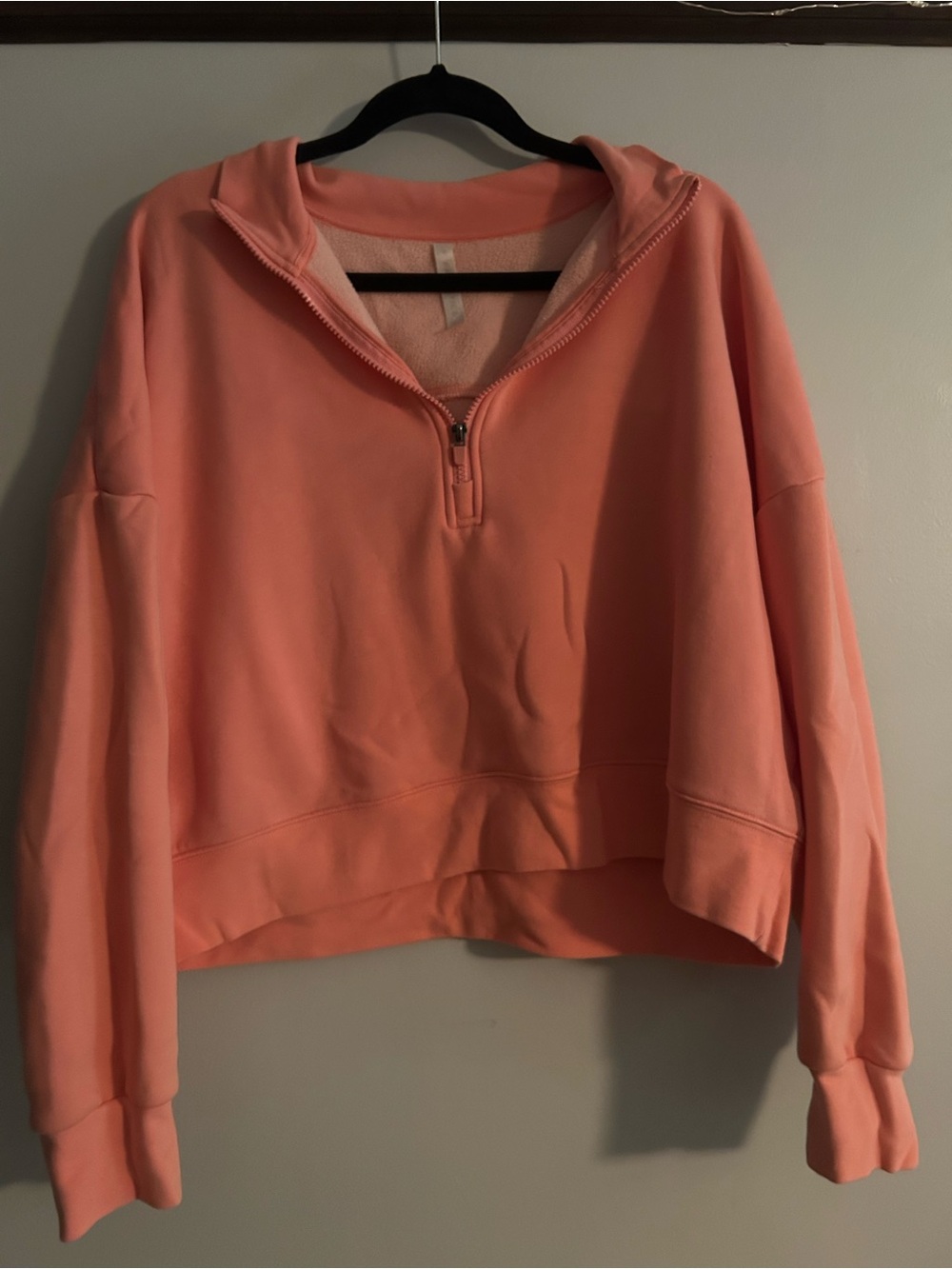 Fabletics Coral Pink Half-Zip Hoodie